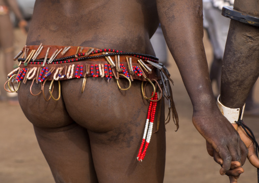 Bodi tribe fat man during Kael ceremony, Omo valley, Hana Mursi, Ethiopia