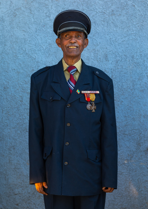 Veteran from the italo-ethiopian war in army uniform, Addis Abeba region, Addis Ababa, Ethiopia