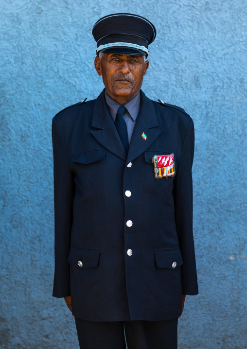 Veteran from the italo-ethiopian war in army uniform, Addis Abeba region, Addis Ababa, Ethiopia