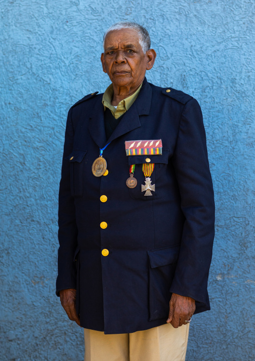Veteran from the italo-ethiopian war in army uniform, Addis Abeba region, Addis Ababa, Ethiopia