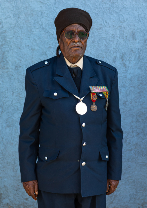 Veteran from the italo-ethiopian war in army uniform, Addis Abeba region, Addis Ababa, Ethiopia