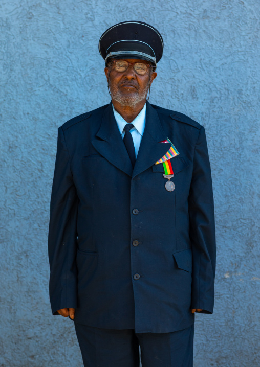 Veteran from the italo-ethiopian war in army uniform, Addis Abeba region, Addis Ababa, Ethiopia