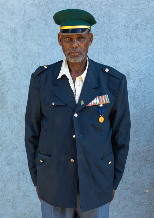 Veteran from the italo-ethiopian war in army uniform, Addis Abeba region, Addis Ababa, Ethiopia