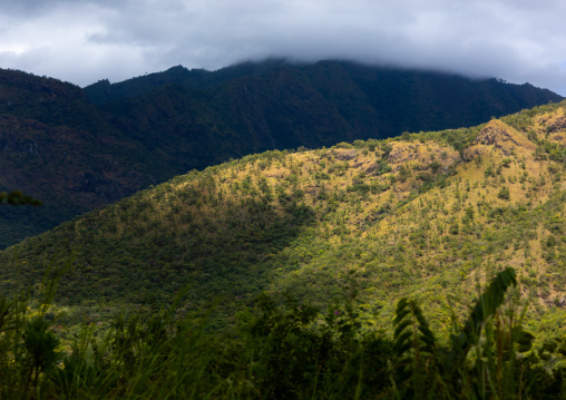Cloudy  and sunny mountainous landscape, Omo valley, Kibish, Ethiopia