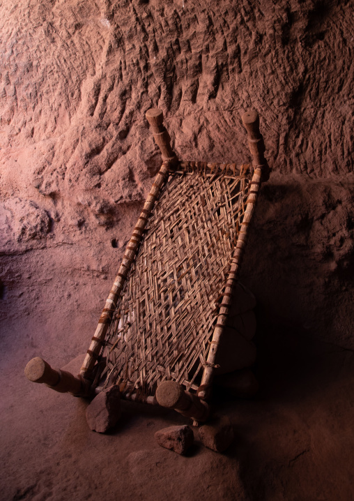 Bed inside bete gabriel rafael twin church, Amhara Region, Lalibela, Ethiopia