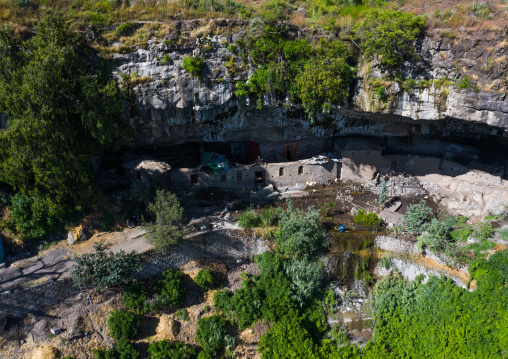 Aerial view of nakuto lab rock church, Amhara Region, Lalibela, Ethiopia