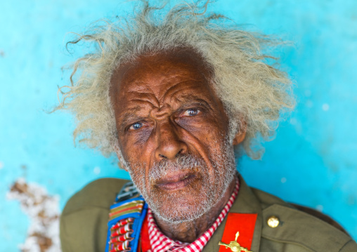 Ethiopian veteran from the italo-ethiopian war in army uniform, Addis Ababa Region, Addis Ababa, Ethiopia