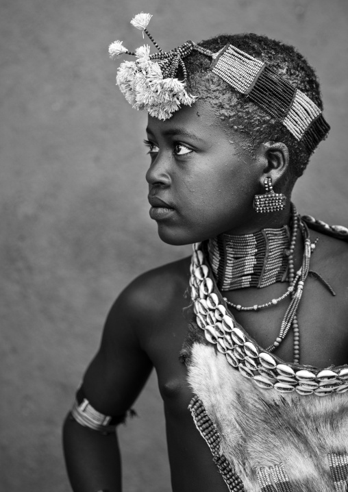 Young Hamer Tribe Girl With Colourful Decorations, Turmi, Omo Valley, Ethiopia