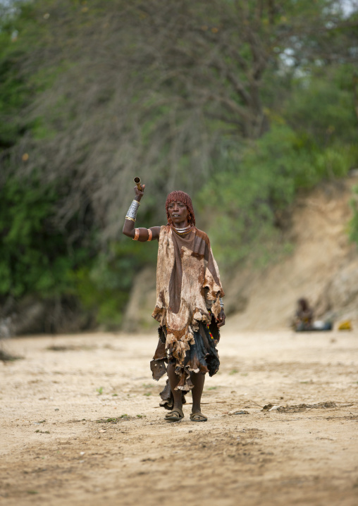 Hamer Tribe Woman During Bull Jumping Ceremony, Turmi, Omo Valley, Ethiopia