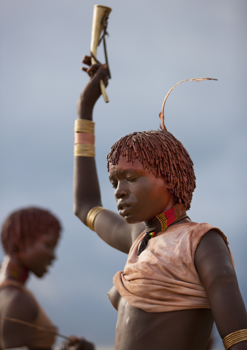 Hamar Tribe Woman Asking To Be Whipped During Bull Jumping Ceremony, Turmi, Omo Valley, Ethiopia