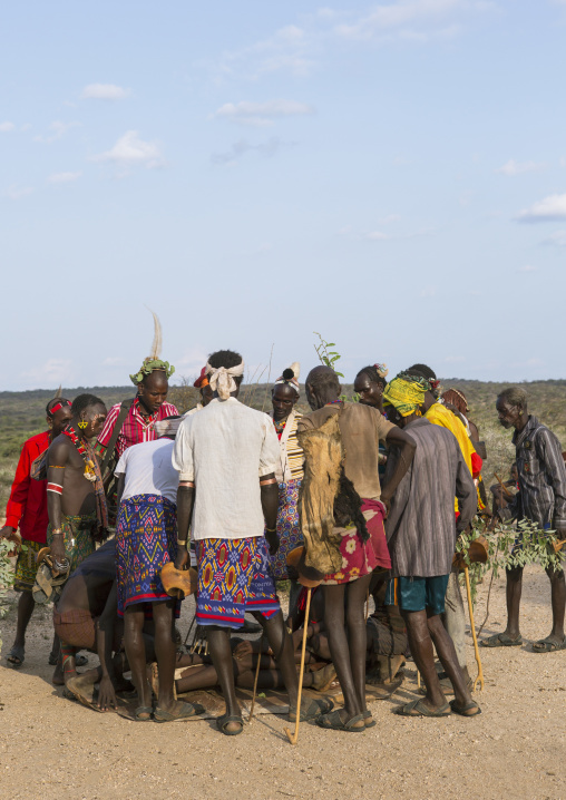 Hamar Tribe Men At Bull Jumping Ceremony, Turmi, Omo Valley, Ethiopia
