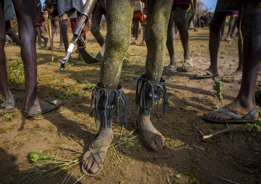 Dassanech Tribe People Putting Cow Dungs On Their Bodies For A Ceremony, Omorate, Omo Valley, Ethiopia