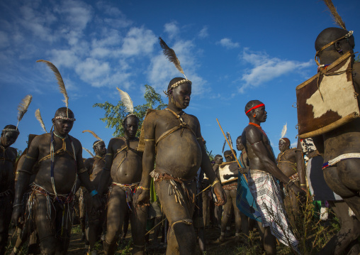 Bodi Tribe Fat Men During Kael Ceremony, Hana Mursi, Omo Valley, Ethiopia