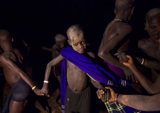 Bodi Tribe Kids Celebrating The Kael, Hana Mursi, Omo Valley, Ethiopia