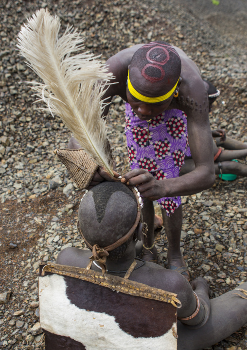 Bodi Tribe Preparing The Kael Ceremony, Hana Mursi, Omo Valley, Ethiopia