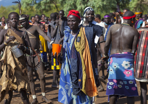 Bodi Tribe People Celebrating The Kael Ceremony, Hana Mursi, Omo Valley, Ethiopia