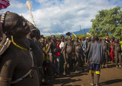Bodi Tribe Fat Men During Kael Ceremony, Hana Mursi, Omo Valley, Ethiopia