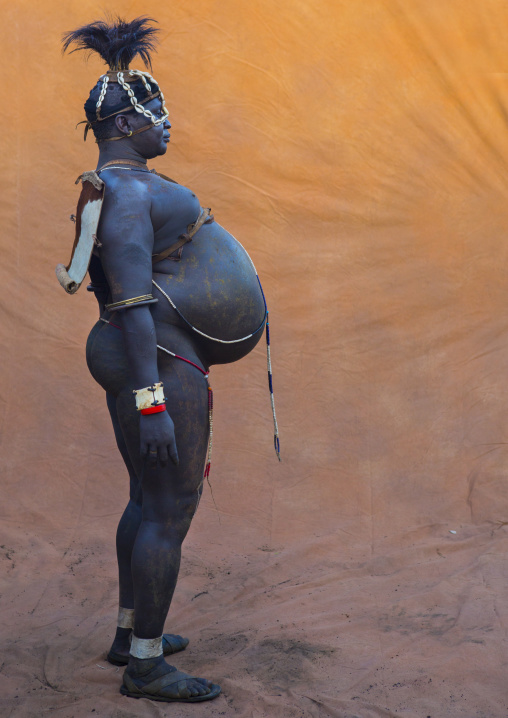 Bodi Tribe Fat Man During Kael Ceremony, Hana Mursi, Omo Valley, Ethiopia