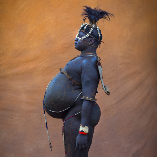Bodi Tribe Fat Man During Kael Ceremony, Hana Mursi, Omo Valley, Ethiopia