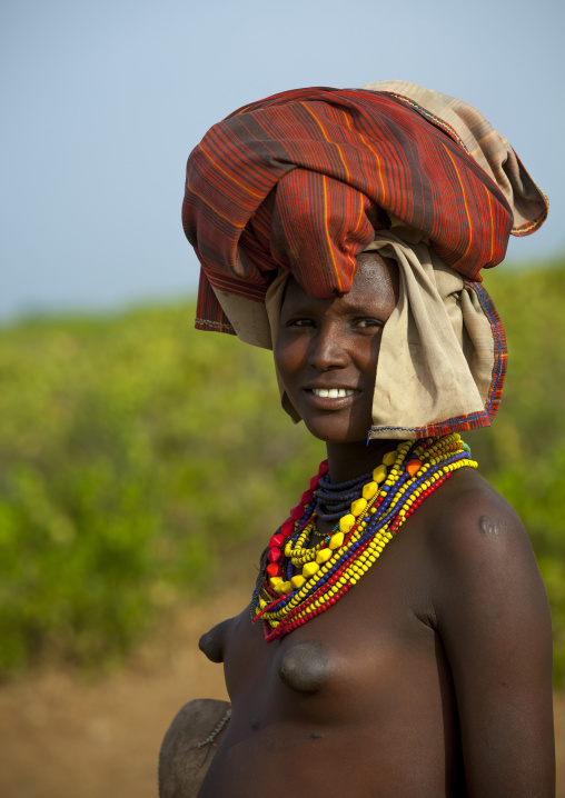 Pregnant Dassanech Tribe Woman, Omorate, Omo Valley, Ethiopia