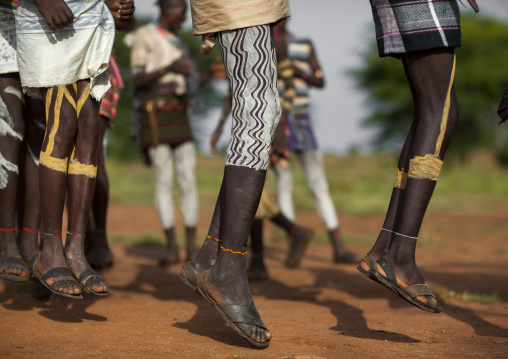 Bashada Tribe Warriors With Body Paintings, Dimeka, Omo Valley, Ethiopia