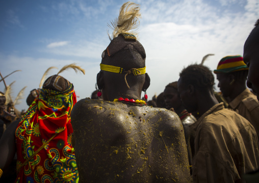 Dassanech Tribe People Putting Cow Dungs On Their Bodies For A Ceremony, Omorate, Omo Valley, Ethiopia