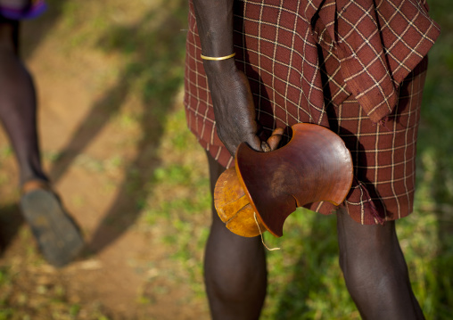 Bashada Tribe Man With His Wood Pillow, Dimeka, Omo Valley, Ethiopia