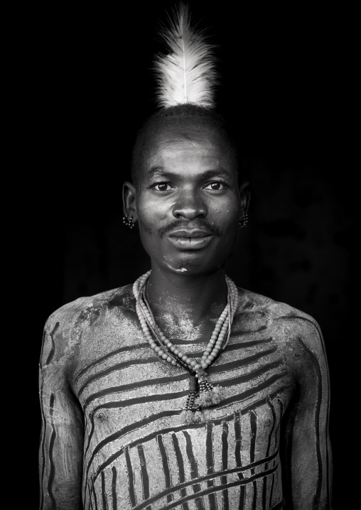 Bashada Tribe Man With Body Painting, Dimeka, Omo Valley, Ethiopia