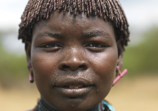 Portrait of woven  hairstyle tsemay woman Ethiopia
