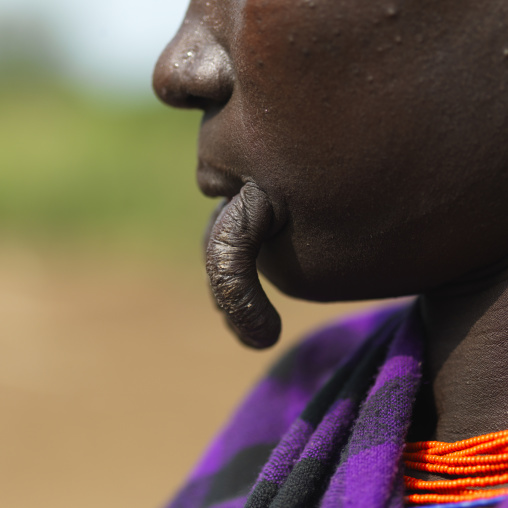 Detail Of The Face Of A Mursi With Dilated Lip Omo Valley Ethiopia
