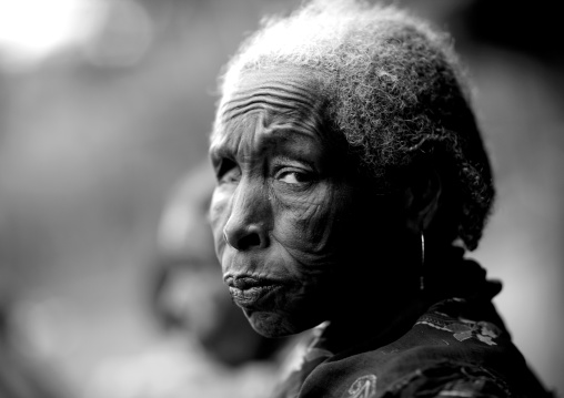 Black And White Portrait Of A Portrait Of A Old One-eyed Borana Tribe Woman, Yabello, Omo Valley, Ethiopia