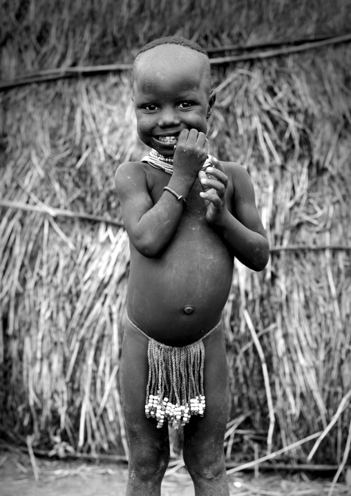 Portrait Of A Little Girl From Karo Tribe, Korcho Village, Omo Valley, Ethiopia
