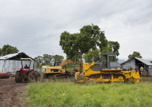 Bulldozers in Koka plantation, Omo valley, Ethiopia