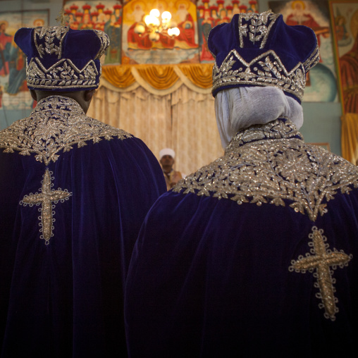 Newlywed couple during an Ethiopian wedding in an orthodox church, Zway, Ethiopia