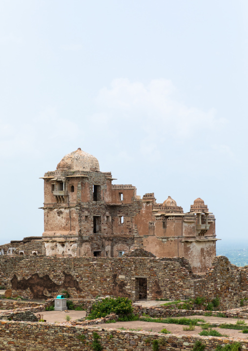 The ruined rana kumbha palace inside the medieval Chittorgarh fort complex, Rajasthan, Chittorgarh, India