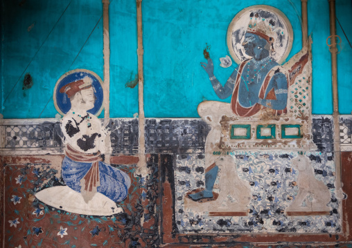 Taragarh fort murals depicting a king, Rajasthan, Bundi, India
