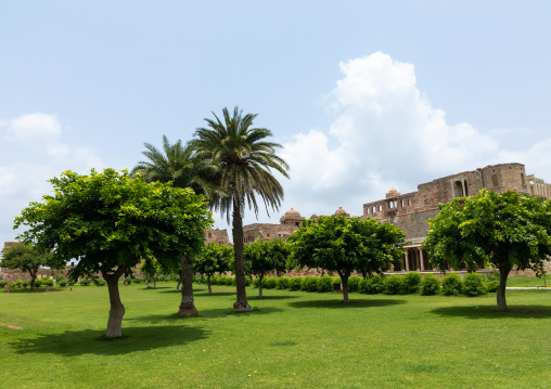 The ruined rana kumbha palace inside the medieval Chittorgarh fort complex, Rajasthan, Chittorgarh, India