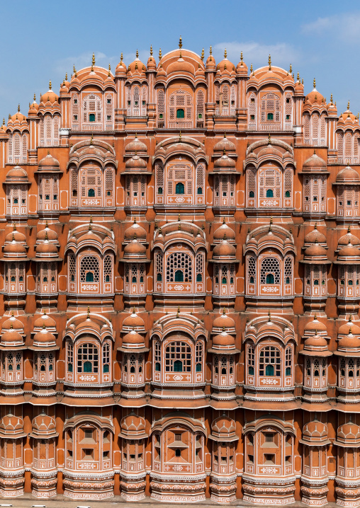 Front of the Hawa Mahal the palace of winds, Rajasthan, Jaipur, India