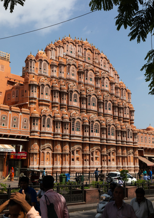 Front of the Hawa Mahal the palace of winds, Rajasthan, Jaipur, India