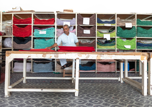 Indian man working in Salim's paper handmade paper factory, Rajasthan, Sanganer, India
