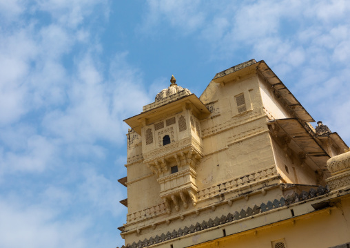 City palace facade from manek chowk, Rajasthan, Udaipur, India