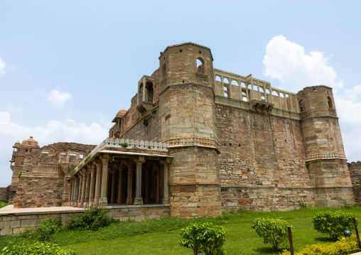 The ruined rana kumbha palace inside the medieval Chittorgarh fort complex, Rajasthan, Chittorgarh, India