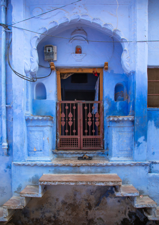 Old blue house of a brahmin, Rajasthan, Bundi, India
