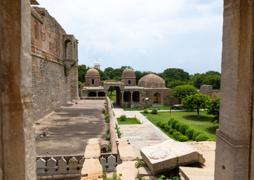 The ruined rana kumbha palace inside the medieval Chittorgarh fort complex, Rajasthan, Chittorgarh, India