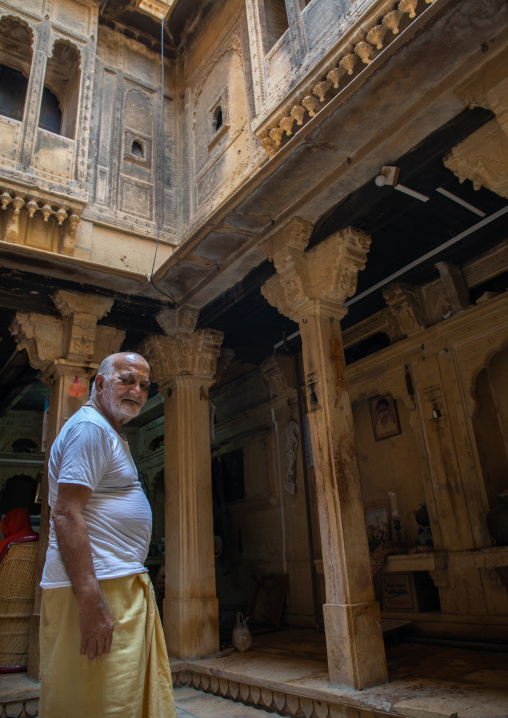 Indian owner of the suraj haveli hotel, Rajasthan, Jaisalmer, India