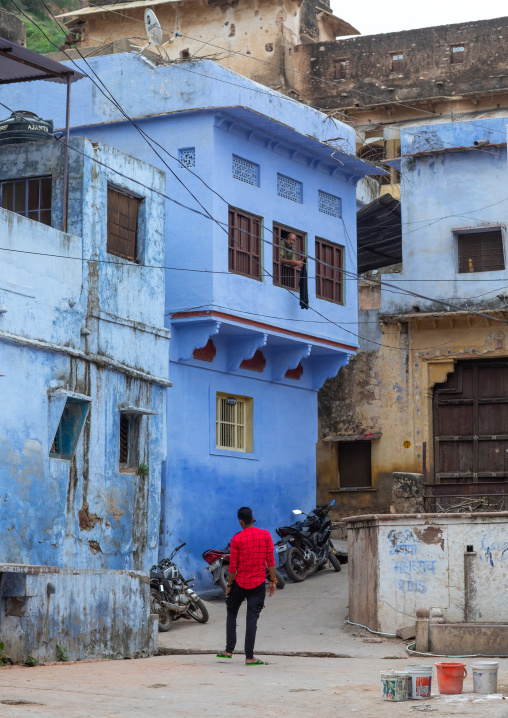 Old blue house of a brahmin, Rajasthan, Bundi, India