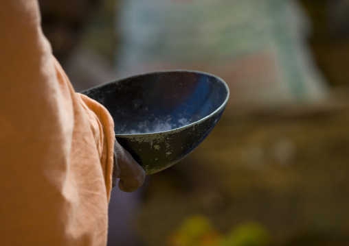 Hand Of A Beggar Asking For Money In A Temple, Madurai, India