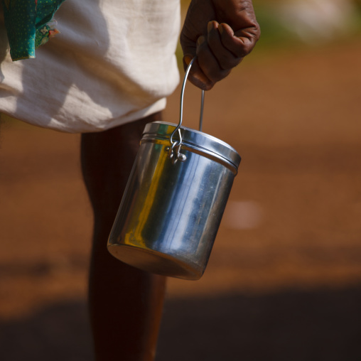Man Carrying His Bucket Of Milk, Alleppey, India