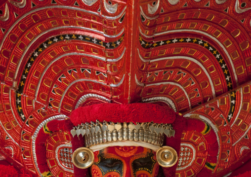 Man Dressed For Theyyam Ritual With Traditional Painting On His Face, Thalassery, India