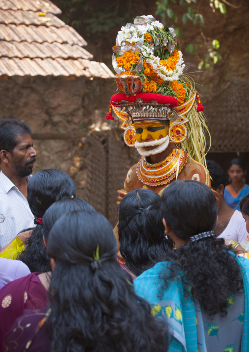 People Asking Questions About The Future During Theyyam Ceremony, Thalassery, India